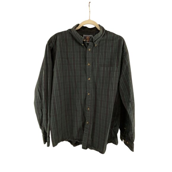 Arrow Mens Button-Down Long Sleeve Plaid Shirt L Gray 100% Cotton Preppy Dressy - Picture 1 of 10